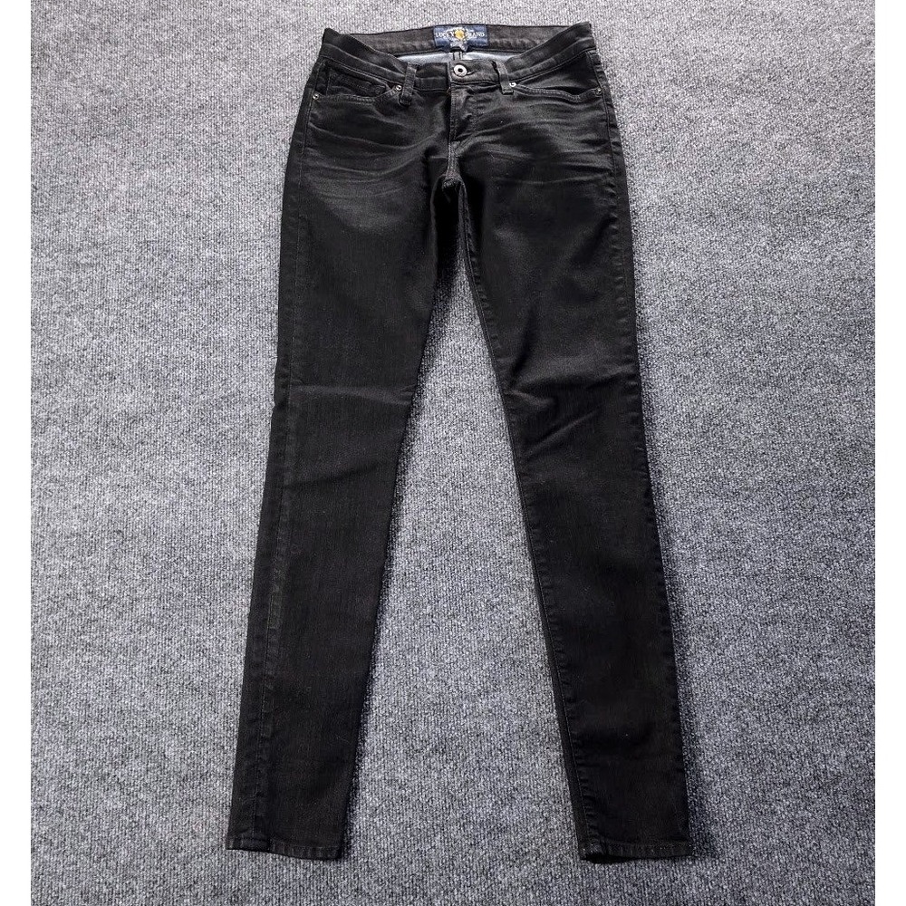 Lucky Brand Charlie‎ Skinny Jeans Womens 2 26 Black Denim Made in USA Low Rise